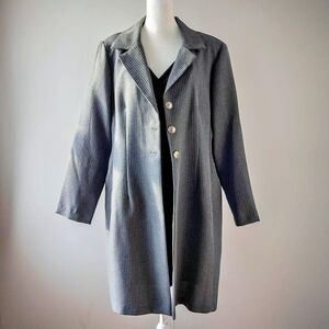 Vintage Gray Duster Women's Mid Length Classic Trench Coat Overcoat